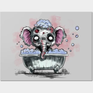 Zombie Elephant in a Bathtub Posters and Art